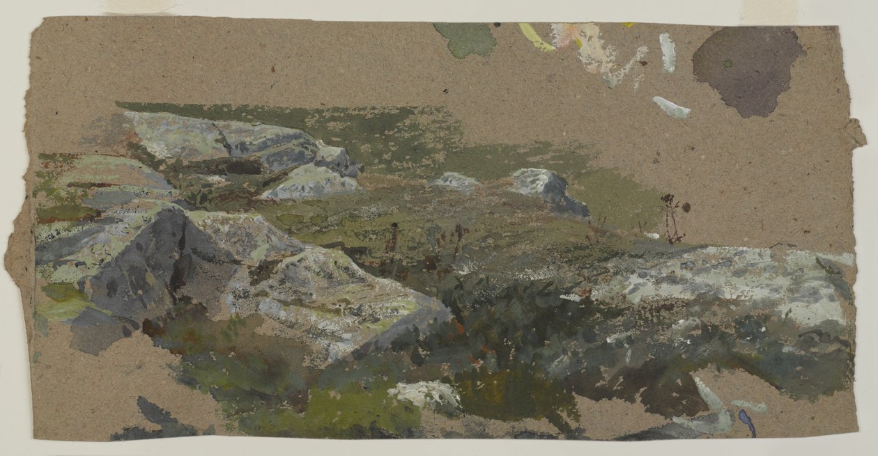 Study of Rocks, 1870-1880 (wc na těžkém hnědém papíře) od William Trost Richards