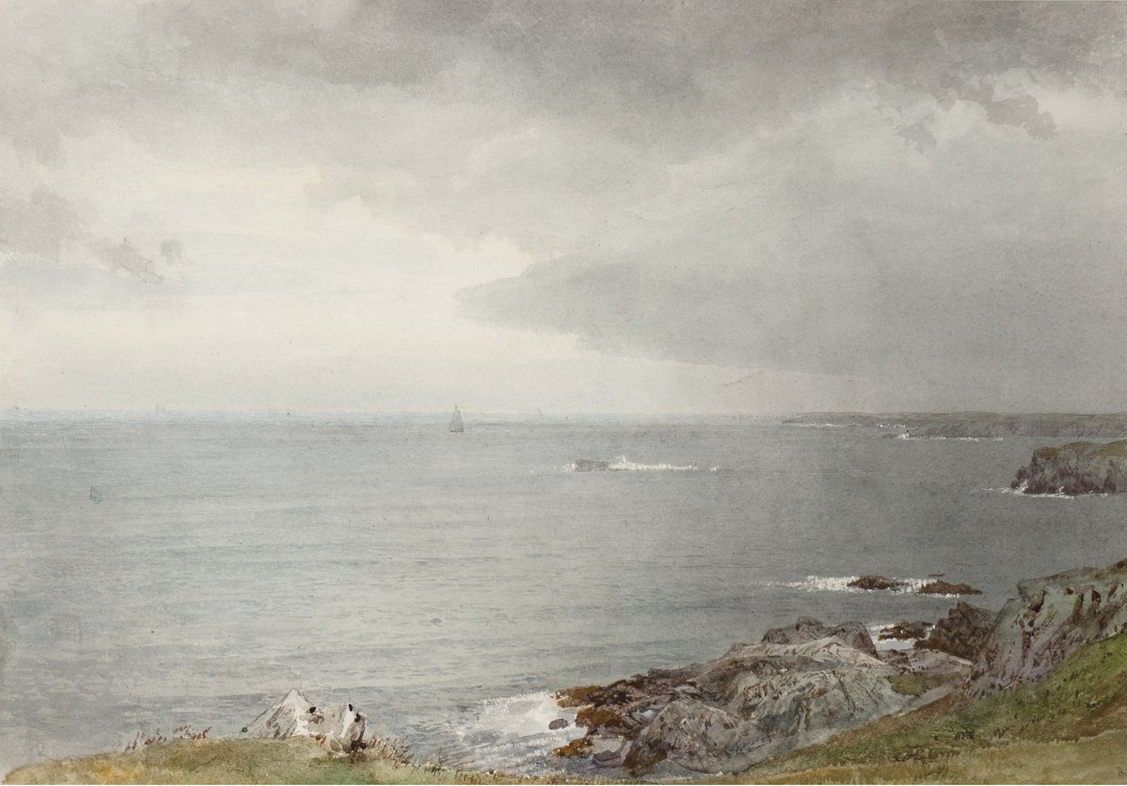The Coming Rain, Narragansett Bay, cca 1874-80 (wc na špinavě bílém tkaném papíře) od William Trost Richards
