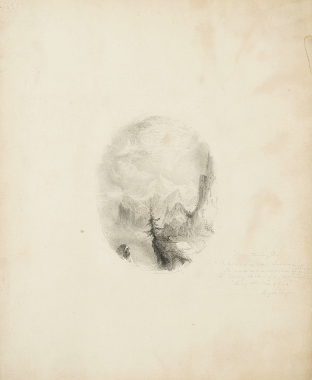 William Trost Richards, 1854 (grafit na buff ilustrační desce) od William Trost Richards