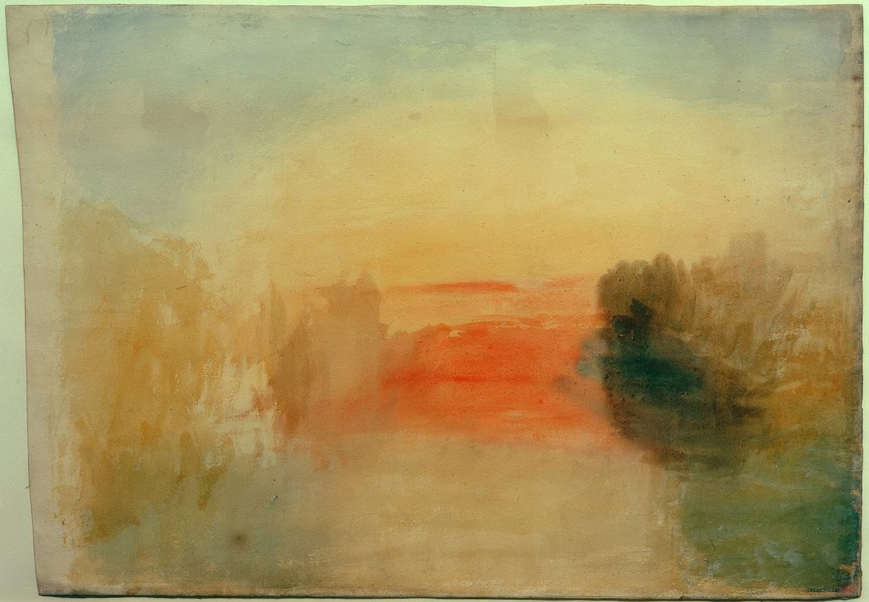 Říční scéna: Západ slunce od Joseph Mallord William Turner