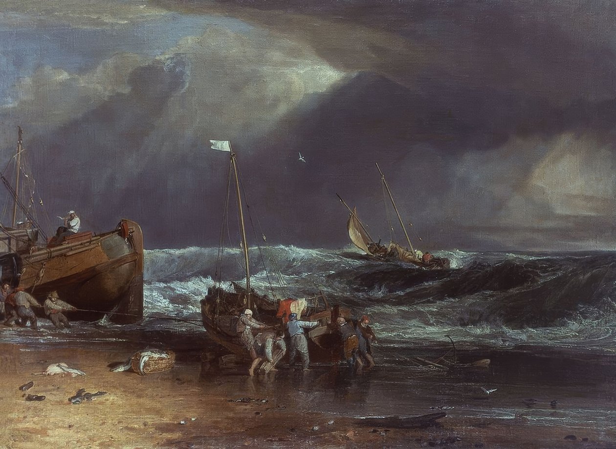ZVEDÁNÍ ČLUNU V DEN BOUŘKY - XIX STOLETÍ. Künstler: JOSEPH MALLORD WILLIAM TURNER. Místo: KENWOOD HOUSE / COL IVEAGH BEQUE, LONDÝN, ANGLIE od Joseph Mallord William Turner