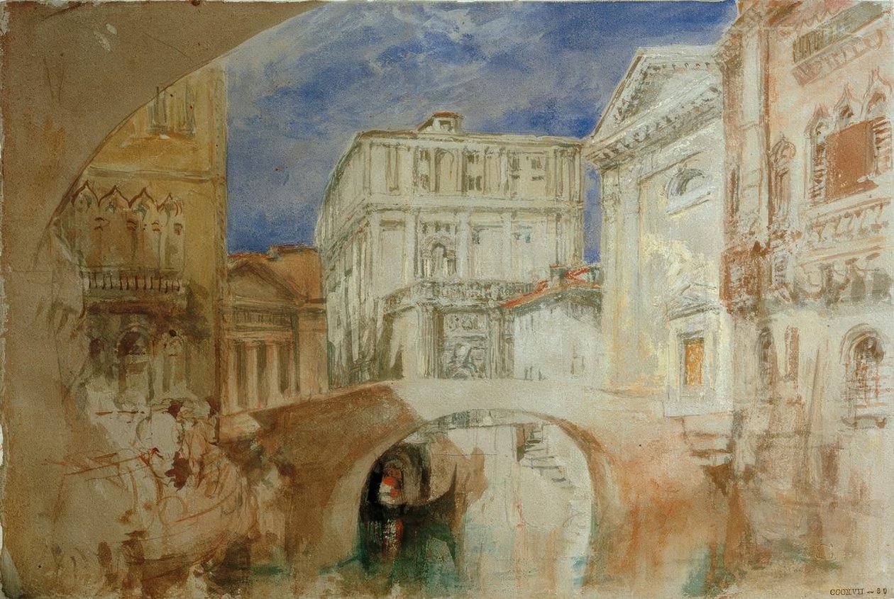 Kostel San Luca a zadní část Palazzo Grimani od Joseph Mallord William Turner