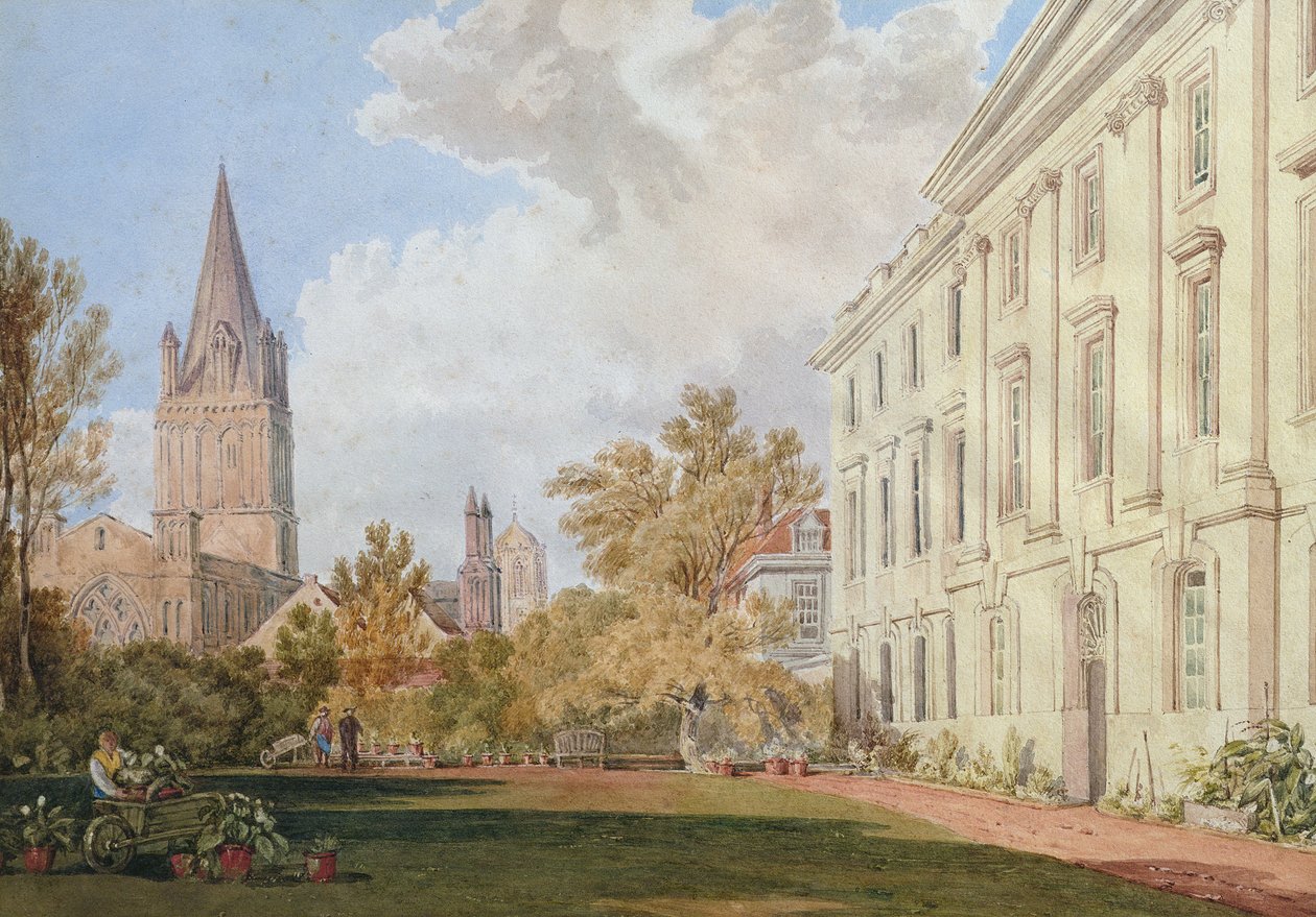 Pohled na katedrálu Christ Church a zahradu a budovu členů Corpus Christi College v Oxfordu od Joseph Mallord William Turner