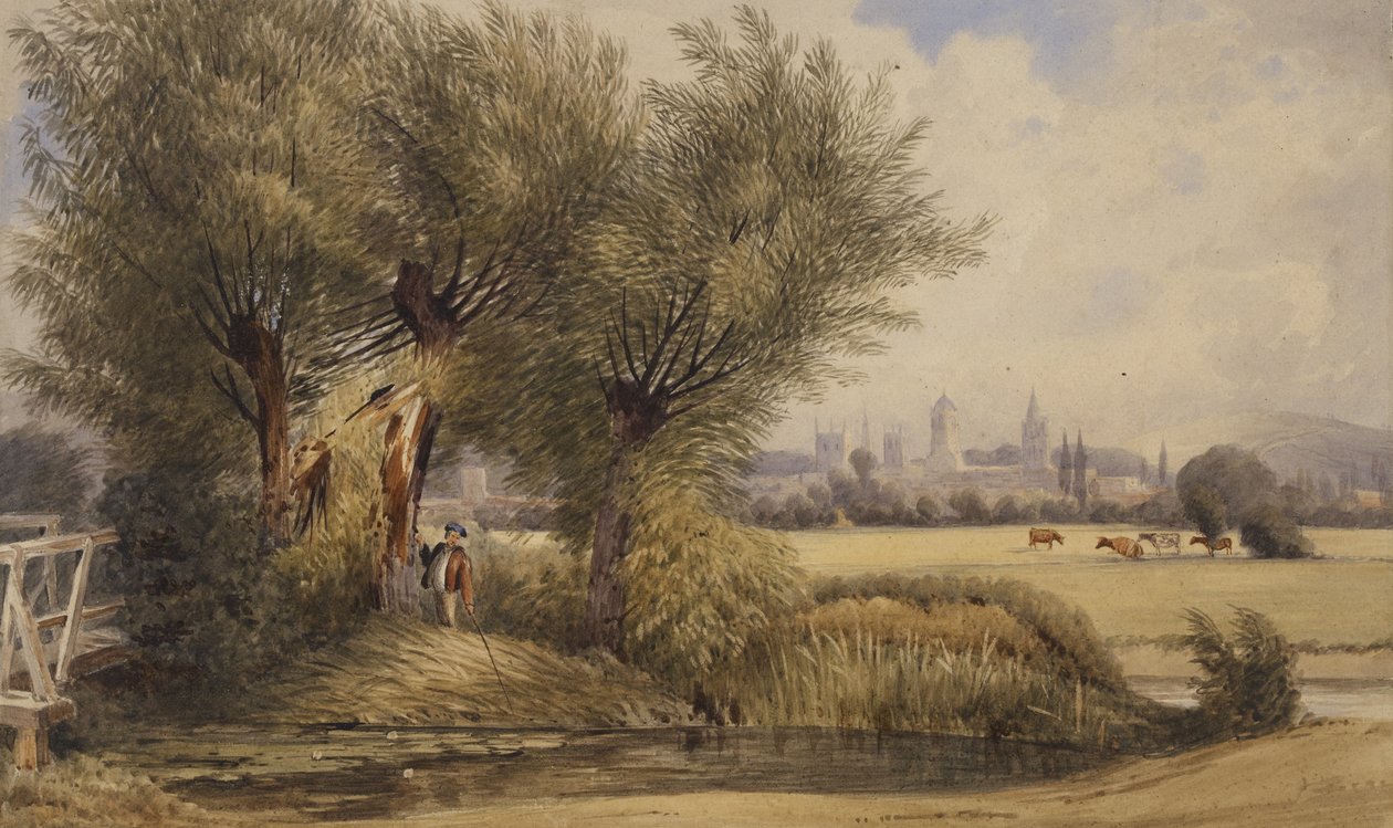 Pohled na Oxford od řeky (akvarel na papíře) od Joseph Mallord William Turner