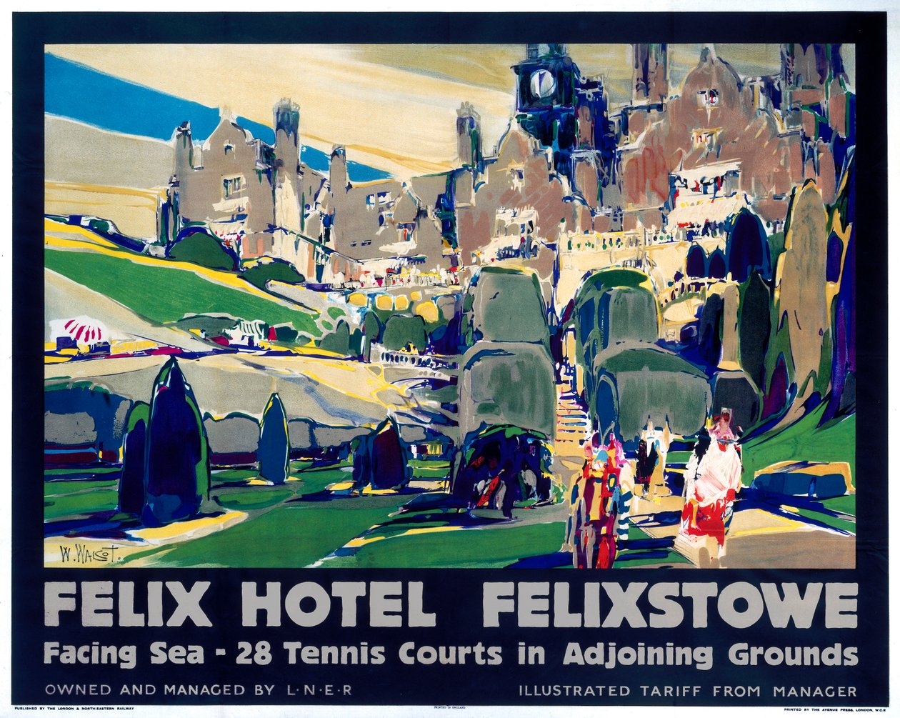 Felix Hotel, Felixstowe, plakát inzerující londýnskou a severovýchodní železnici, 1928 od William Walcot