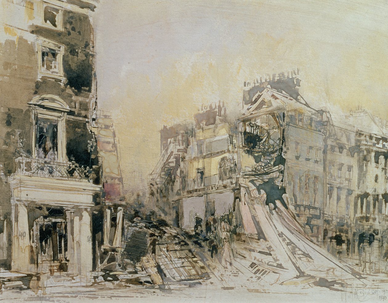 The Blitzed Arts Club, 19. září 1940 (lept na papíře) od William Walcot