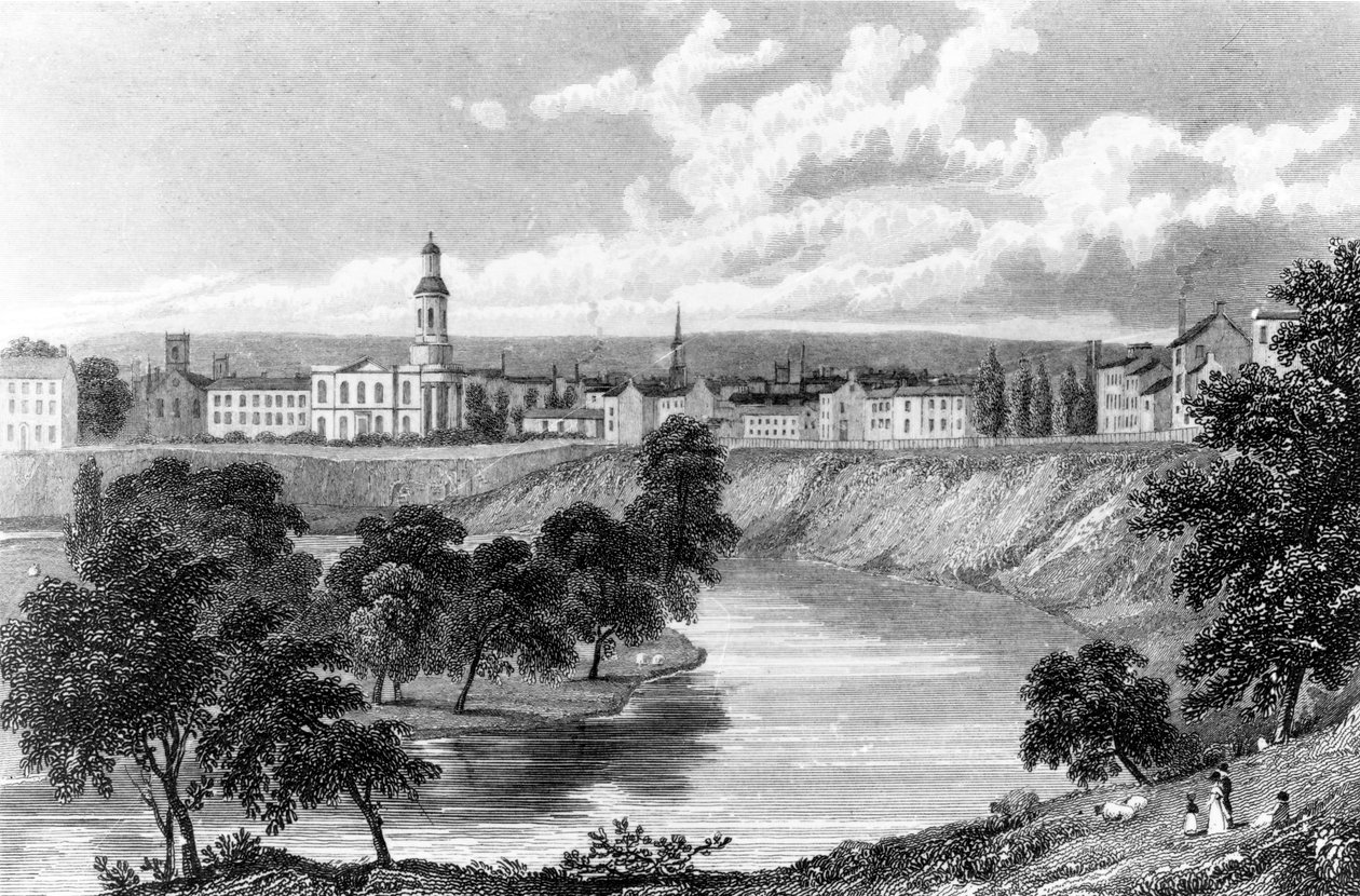 Salford z půlměsíce, z „Great Britain Illustrated“, rytý Edward Francis, 1830 od William Westall