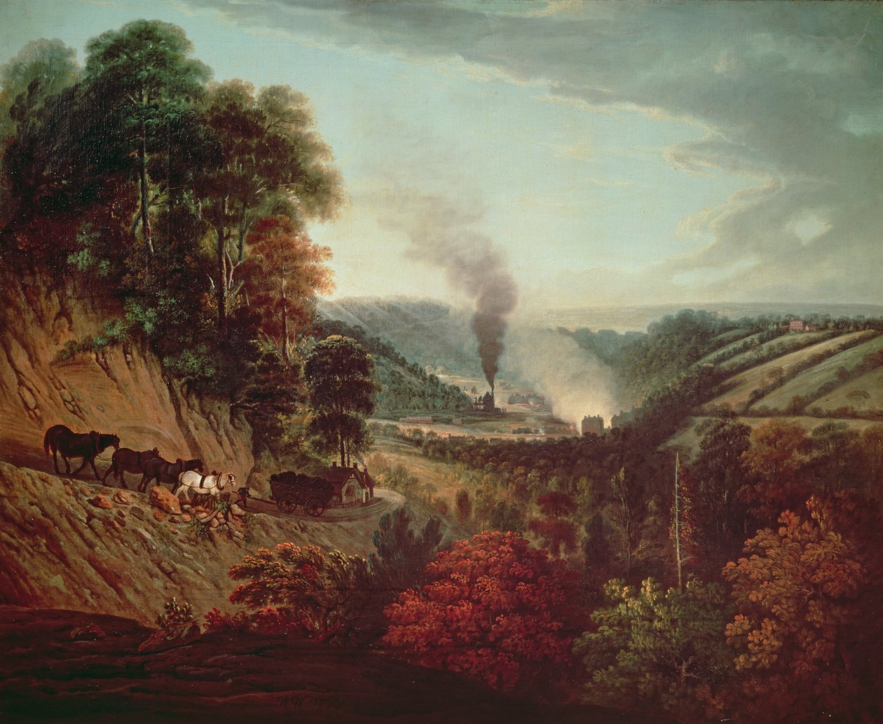 Ranní pohled na Coalbrookdale, 1777 od William Williams