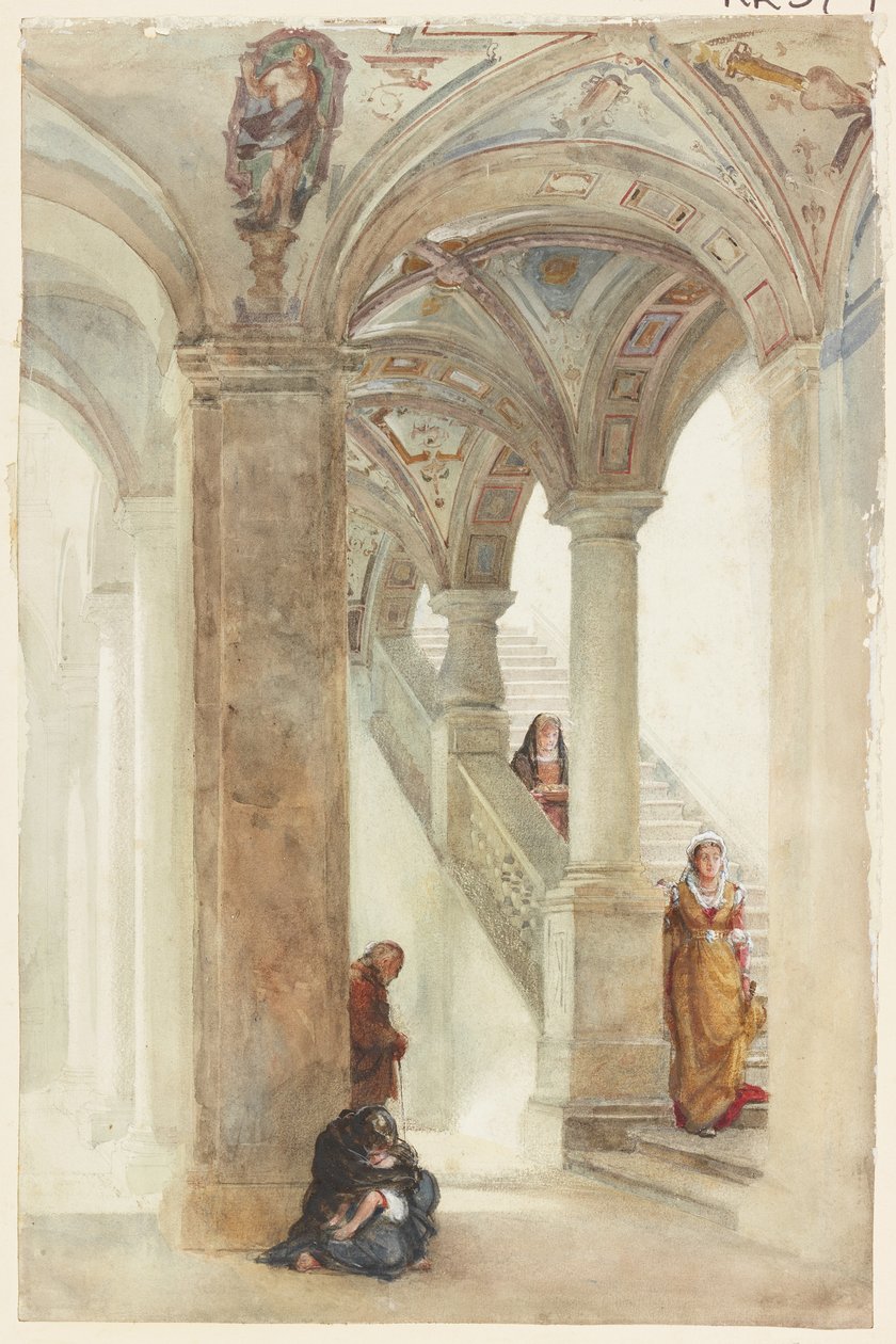 Schodiště paláce (barva těla, tužka a wc na papíře) od William Wood Deane
