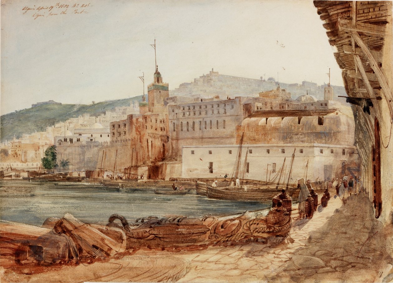 Alžír z přístavu (tužka a akvarel na papíře) od William Wyld