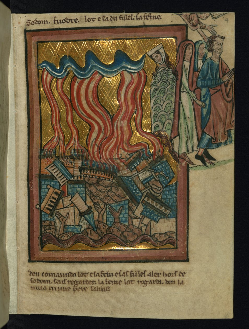 Lot a jeho rodina uprchnou ze Sodomy (Genesis 19: 15-26) od William de Brailes  