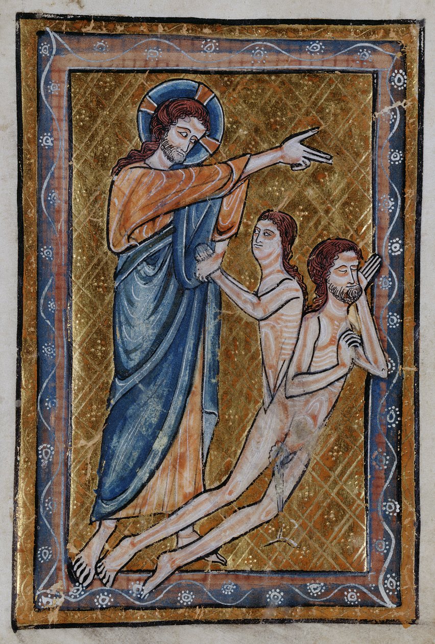 Stvoření Adama a Evy z knihy Bible Pictures, c.1250 od William de Brailes  