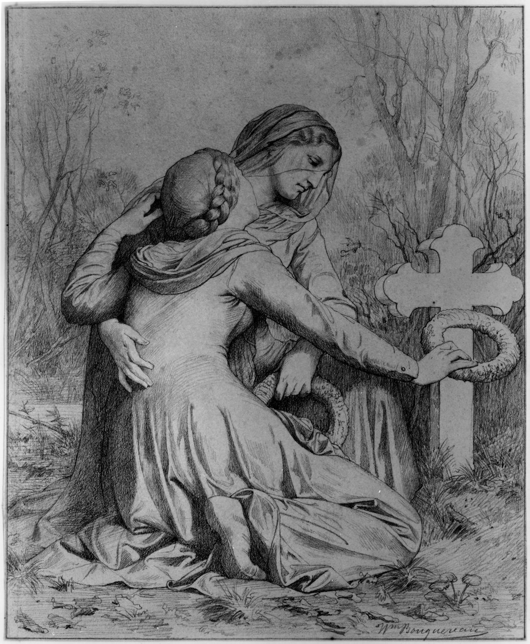 Truchlící ženy klečící u hrobu od William-Adolphe Bouguereau