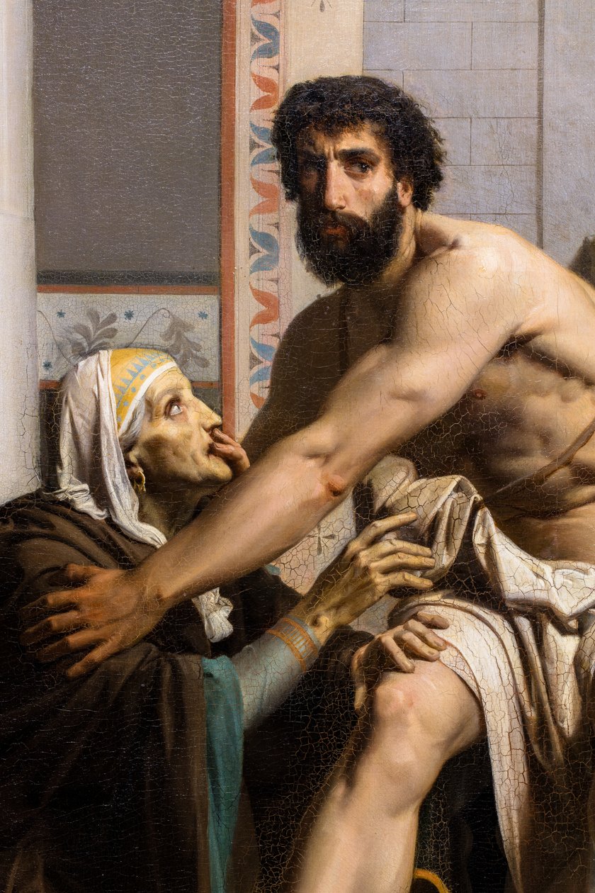 Odysseus pozná svou ošetřovatelku při návratu z Tróje. od William Adolphe Bouguereau