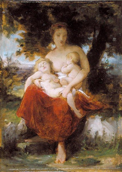 Náčrt pro „Charity“ (olej na papíře položeném na panelu) od William Adolphe Bouguereau