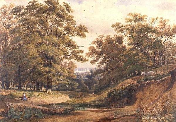 Scéna v Bagley Wood poblíž Oxfordu (akvarel a tělová barva) od Joseph Mallord William Turner