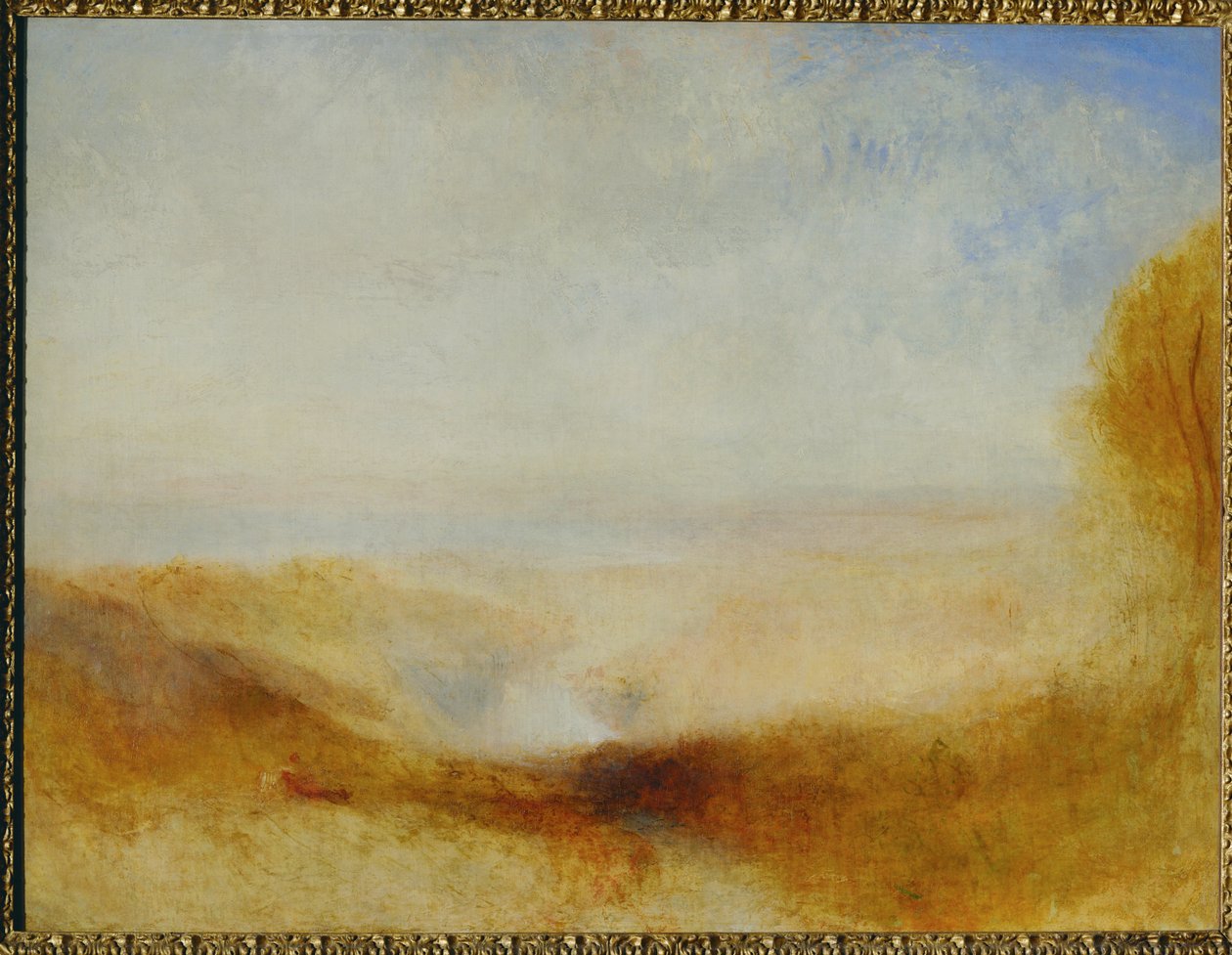 Krajina s řekou a zálivem v dálce ... od William (1789 1862) Turner