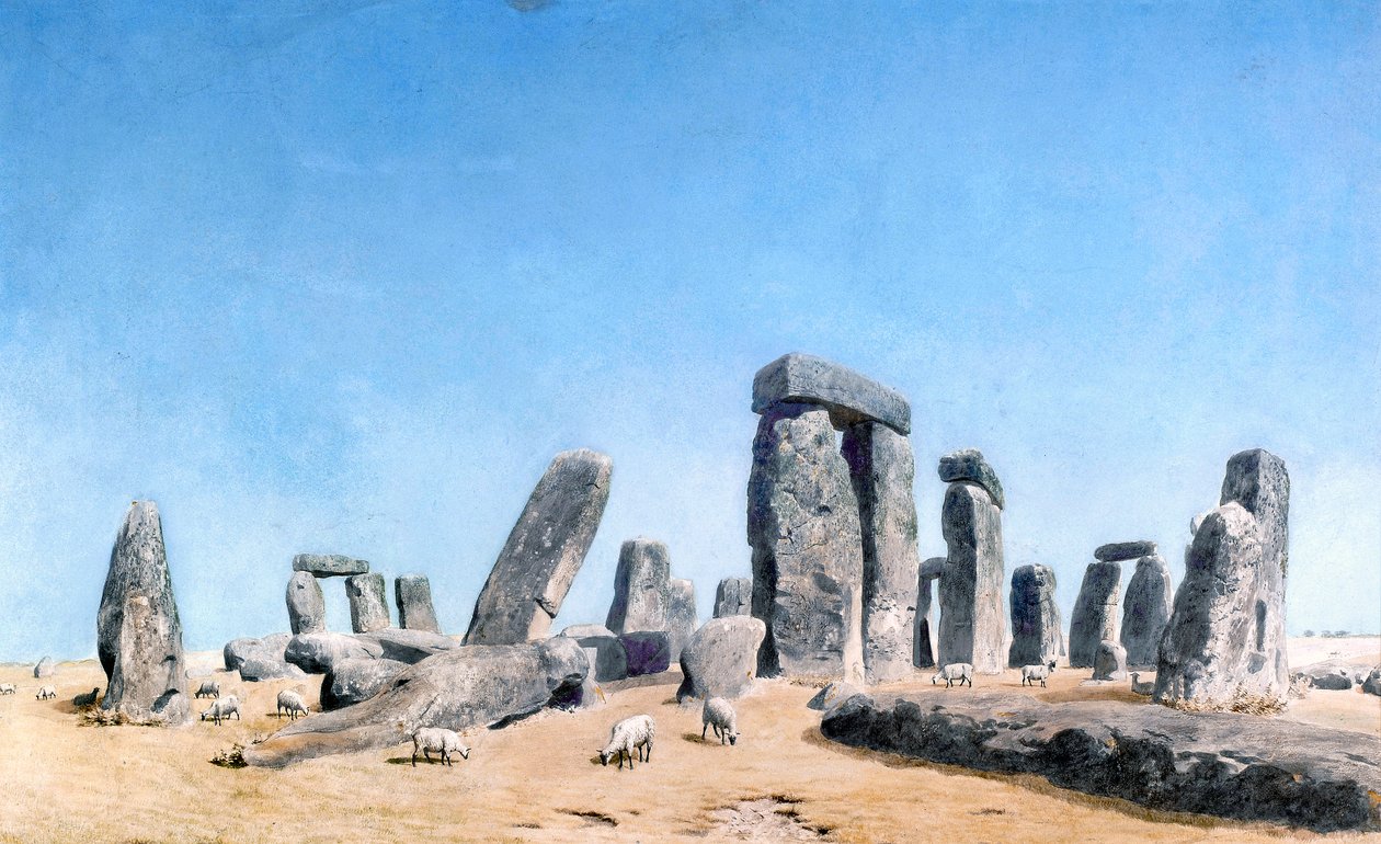 Ovce pasoucí se u Stonehenge (akvarel) od William (1789 1862) Turner