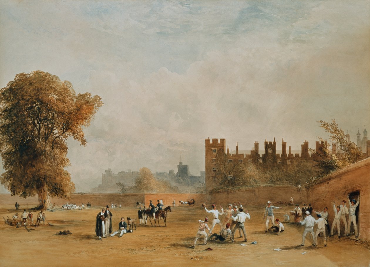 The Wall Game, Good Calx a Shy at Goal. c.1835 (akvarel) od William  Evans