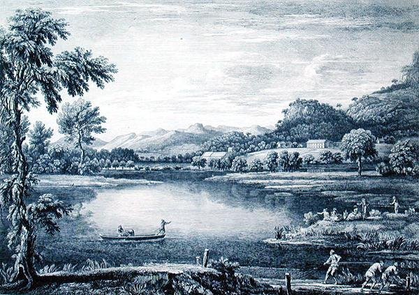 Pohled na Winander Meer poblíž Ambleside, vyrytý Chatelinem a Mullerem od William (after) Bellers