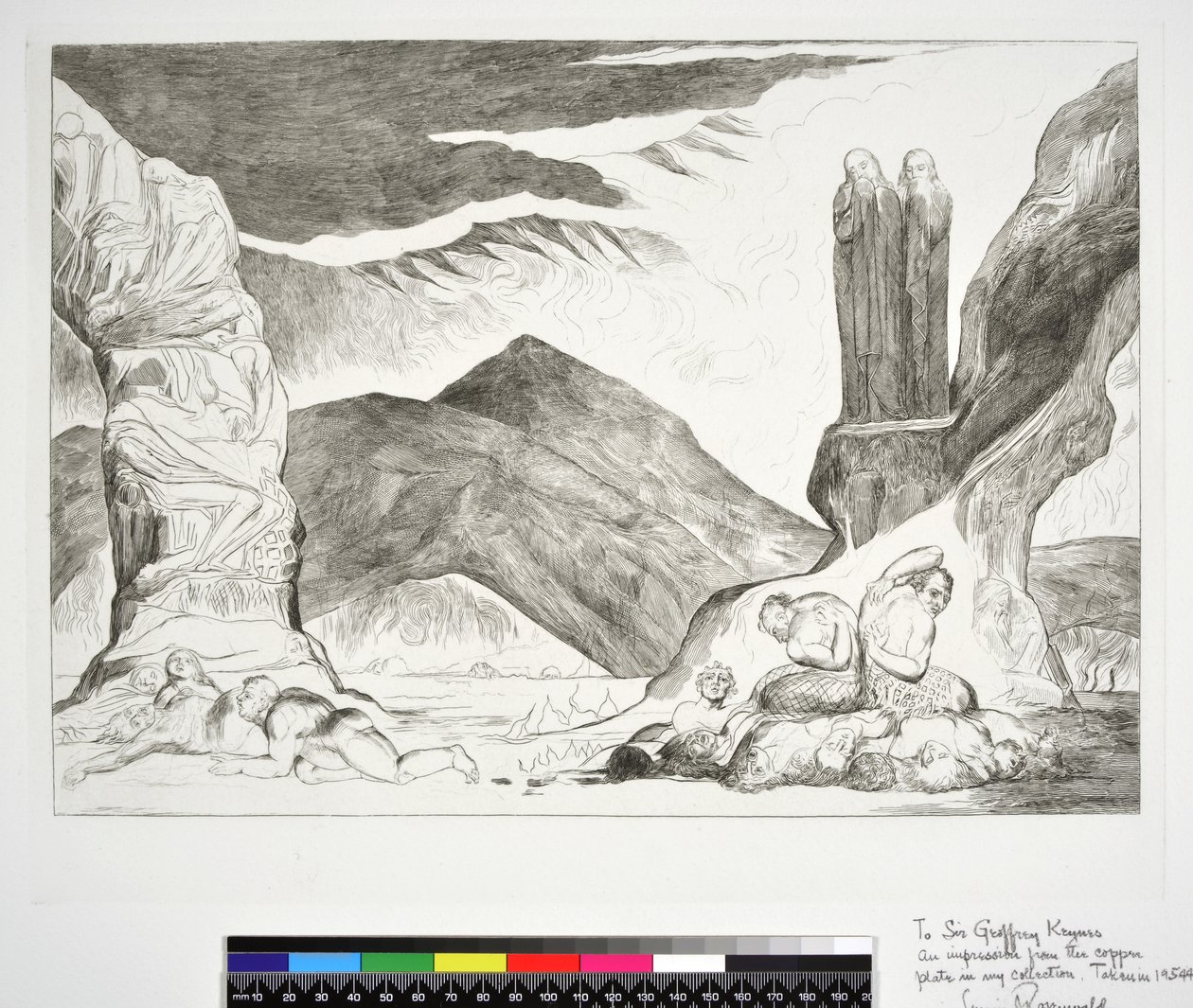 Kruh falzifikátorů: Dante a Virgil si ohrnují nos kvůli zápachu, Inferno, Canto XXIX., ilustrace k 