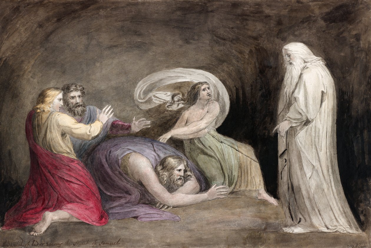 Čarodějnice z Endoru Zvyšující ducha Samuela. od William (after) Blake
