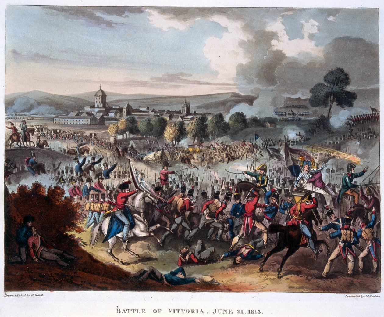 Arthur Wellesley (1769-1852) Lord Wellington Entering Salamanca, rytý J.C. Stadler, publikováno 1818 (akvatinta) od William (after) Heath