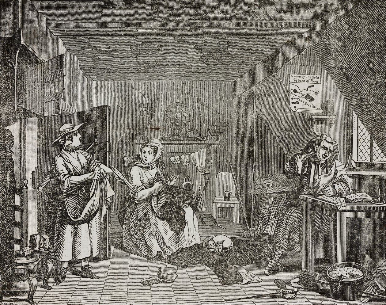 Postižený básník po obraze Williama Hogartha od William (after) Hogarth