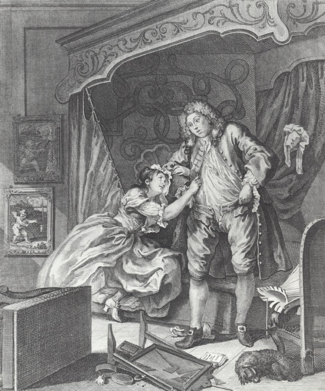 Žena se stává prostitutkou v Anglii 18. století (rytina) od William (after) Hogarth