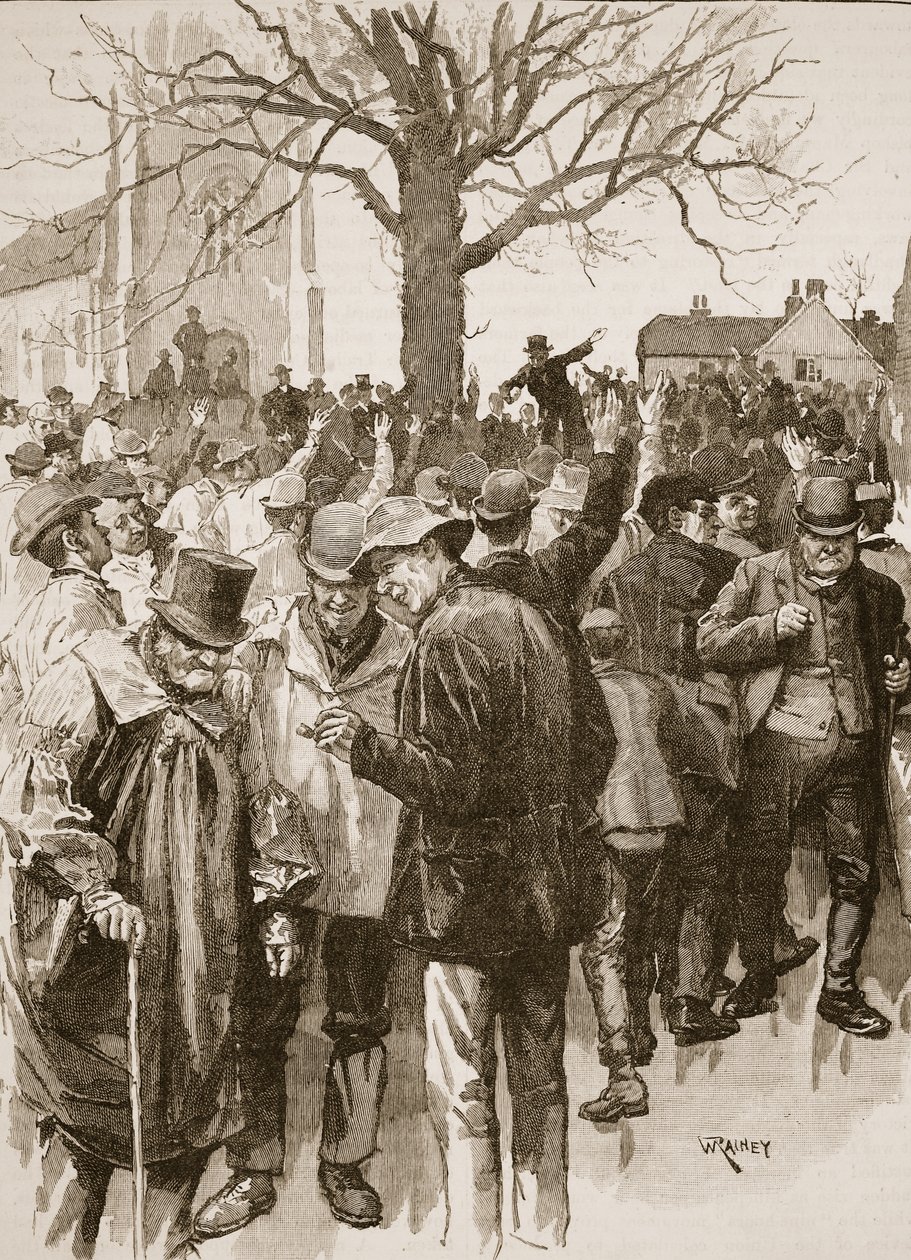Stávka farmářských dělníků ve Warwickshire: setkání ve Whitnash od William (after) Rainey