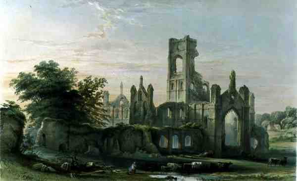 Kirkstall Abbey z jihovýchodu, z 