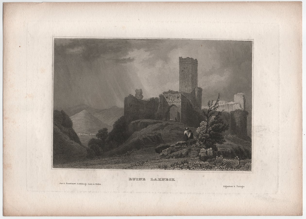 Zřícenina Lahneck od William (after) Tombleson