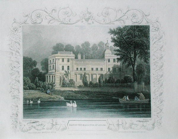 Sídlo markýze z Ailsy na řece Temži v Twickenhamu, vyryto W. Taylorem, kolem roku 1840 (barevná rytina) od William (after) Tombleson
