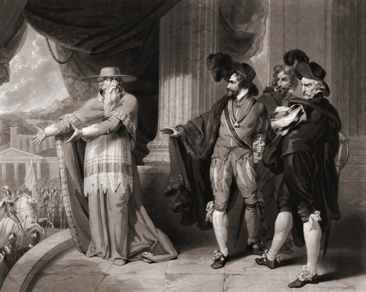 Francisco Jimenez de Cisneros odpovídá šlechticům. (tisk) od William (after) Ward