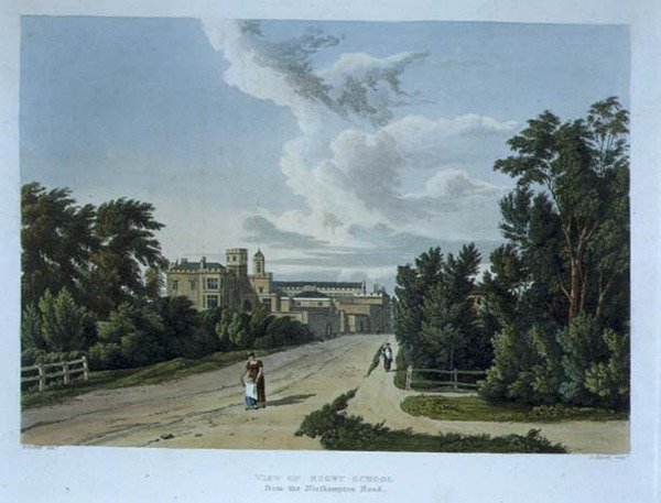 Pohled na Rugby School z Northampton Road, z 