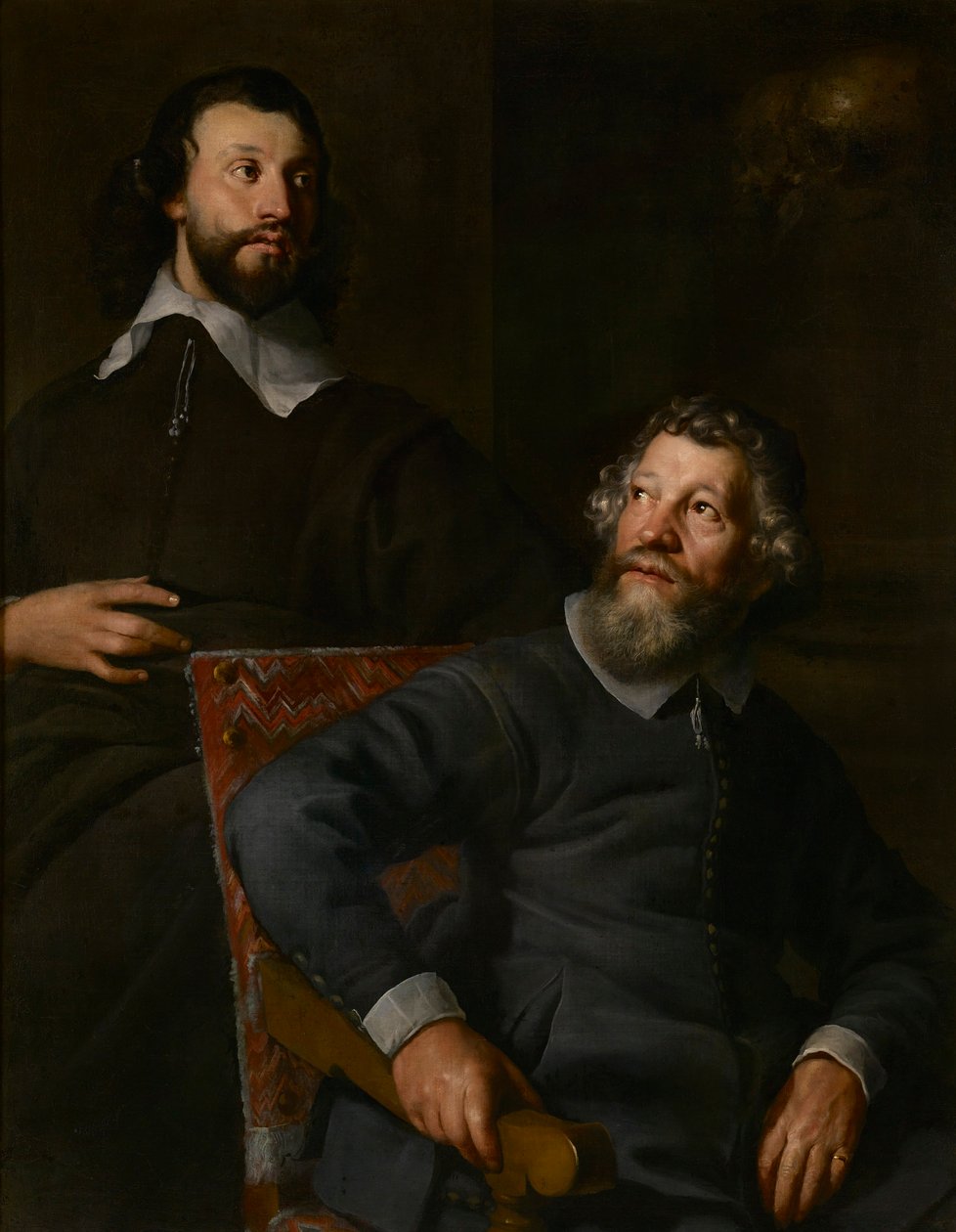 Portrét dvou pánů, zvaných Nicholas Stone a jeho syna (olej na plátně) od William (attr. to) Dobson