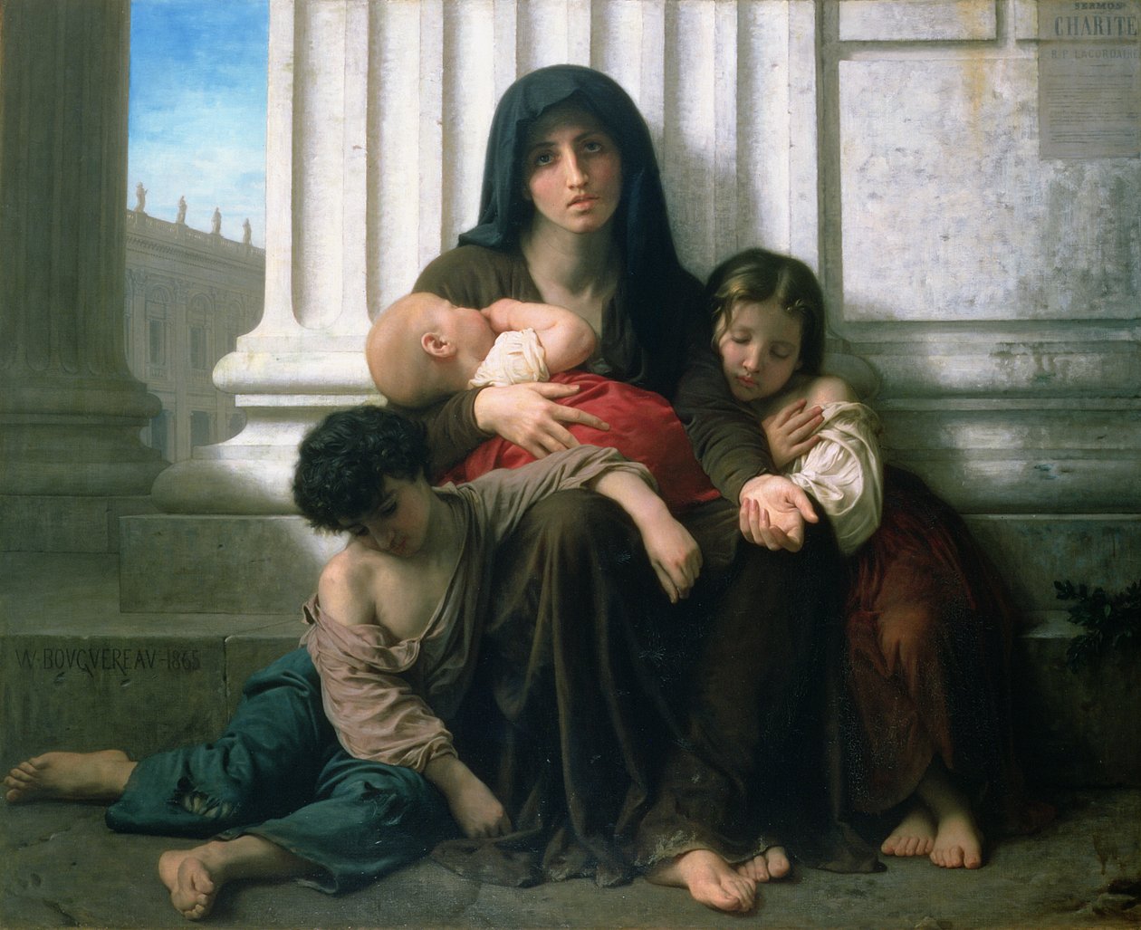 Charita nebo chudá rodina“, 1865 od William Adolphe Bouguereau