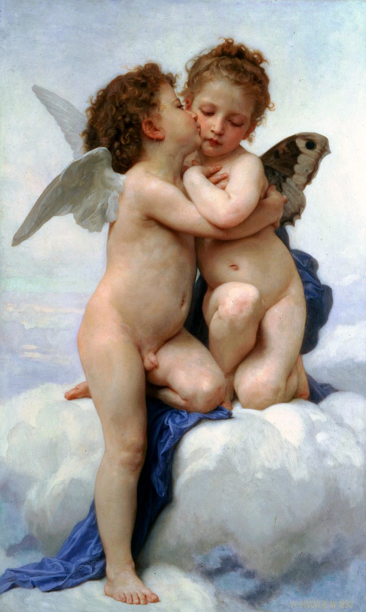 Cupid a Psyche jako děti, První polibek, 1890. od William Adolphe Bouguereau