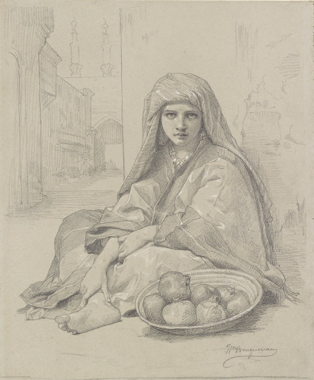 Severoafrická dívka prodávající granátová jablka, konec 19. století od William Adolphe Bouguereau