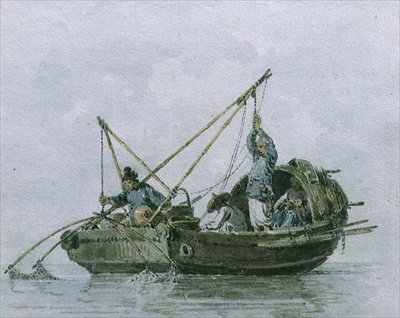 Čínští rybáři v harampádí (akvarel) od William Alexander