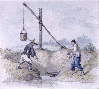 Čínští dělníci sbírající vodu (akvarel) od William Alexander