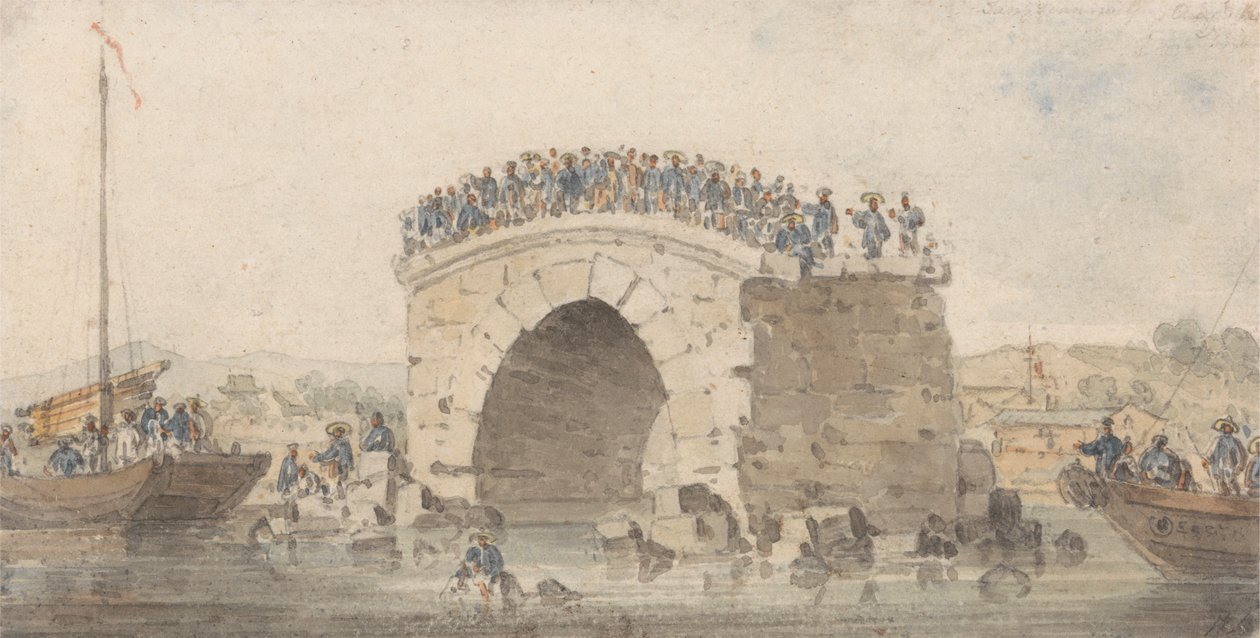 Pozůstatky mostu v San-Sien-Wey na Pei-Ho poblíž Tong-Tcheou, 15. srpna 1793 od William Alexander