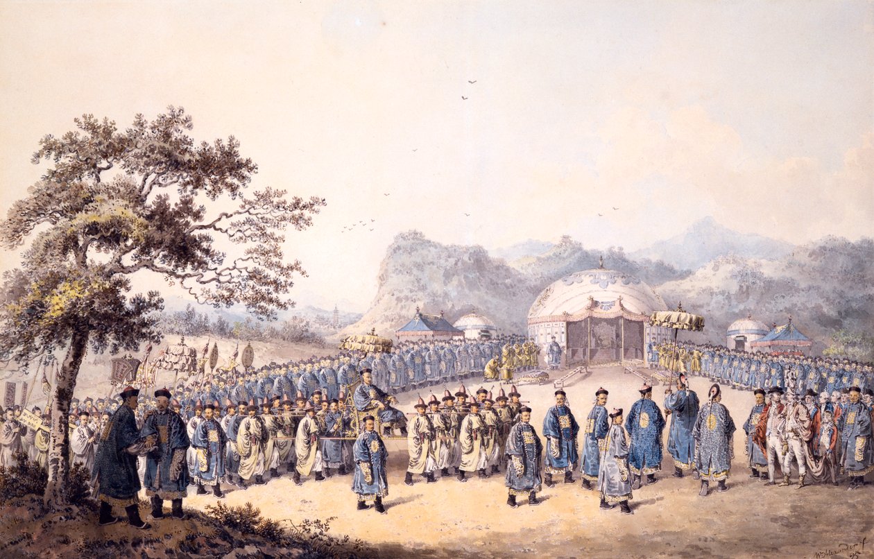 Čínský císař přijímající velvyslanectví lorda Macartneyho od William Alexander