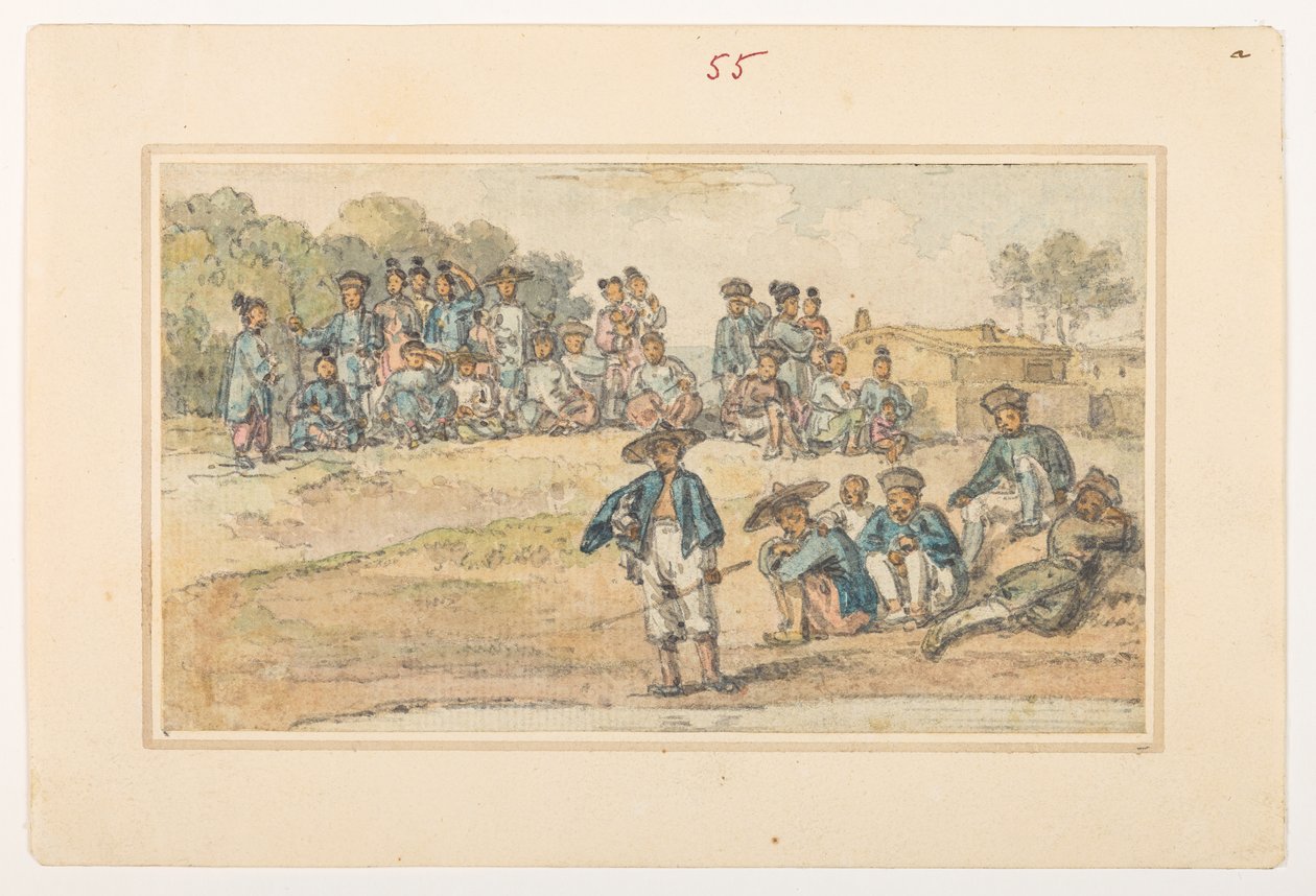 f.11 55 Studie čínštiny,  z alba 372 kreseb krajin, pobřeží, kostýmů a každodenního života vytvořených během velvyslanectví lorda Macartneyho u čínského císaře v letech 1792 až 1794 (tužka a akvarel na papíře) od William Alexander