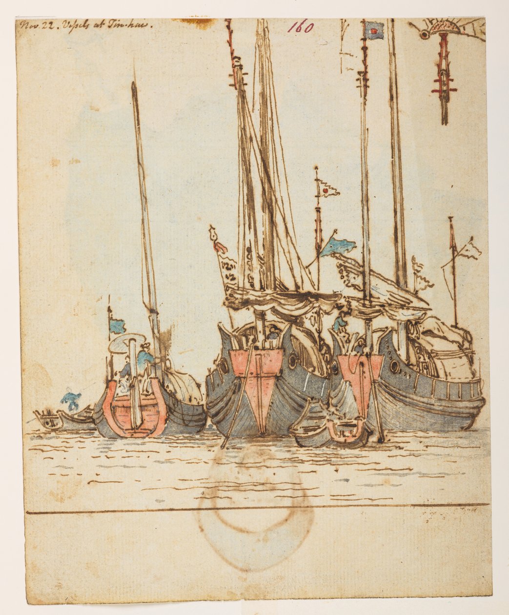 f.62 160’ Nov 22. Plavidla u Tin-hau.’  , z alba 372 kreseb krajin, pobřeží, kostýmů a každodenního života vytvořených během velvyslanectví lorda Macartneyho u čínského císaře v letech 1792 až 1794 (tužka a akvarel na papíře) od William Alexander