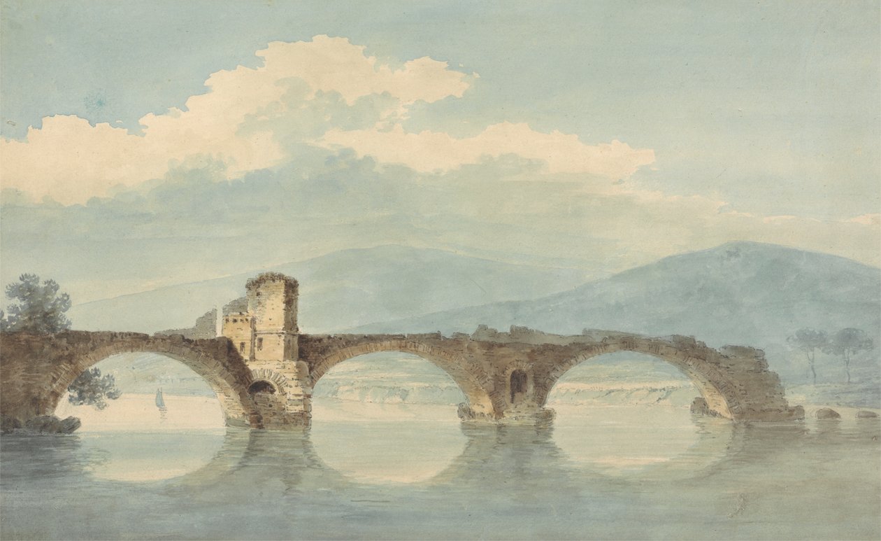 Most přes Arno (?) od William Alfred Delamotte