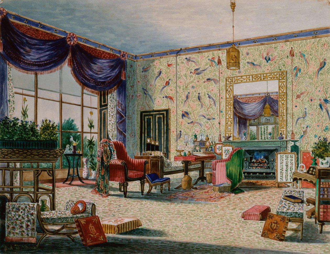 Čínský salon, Middleton Park, Oxfordshire od William Alfred Delamotte