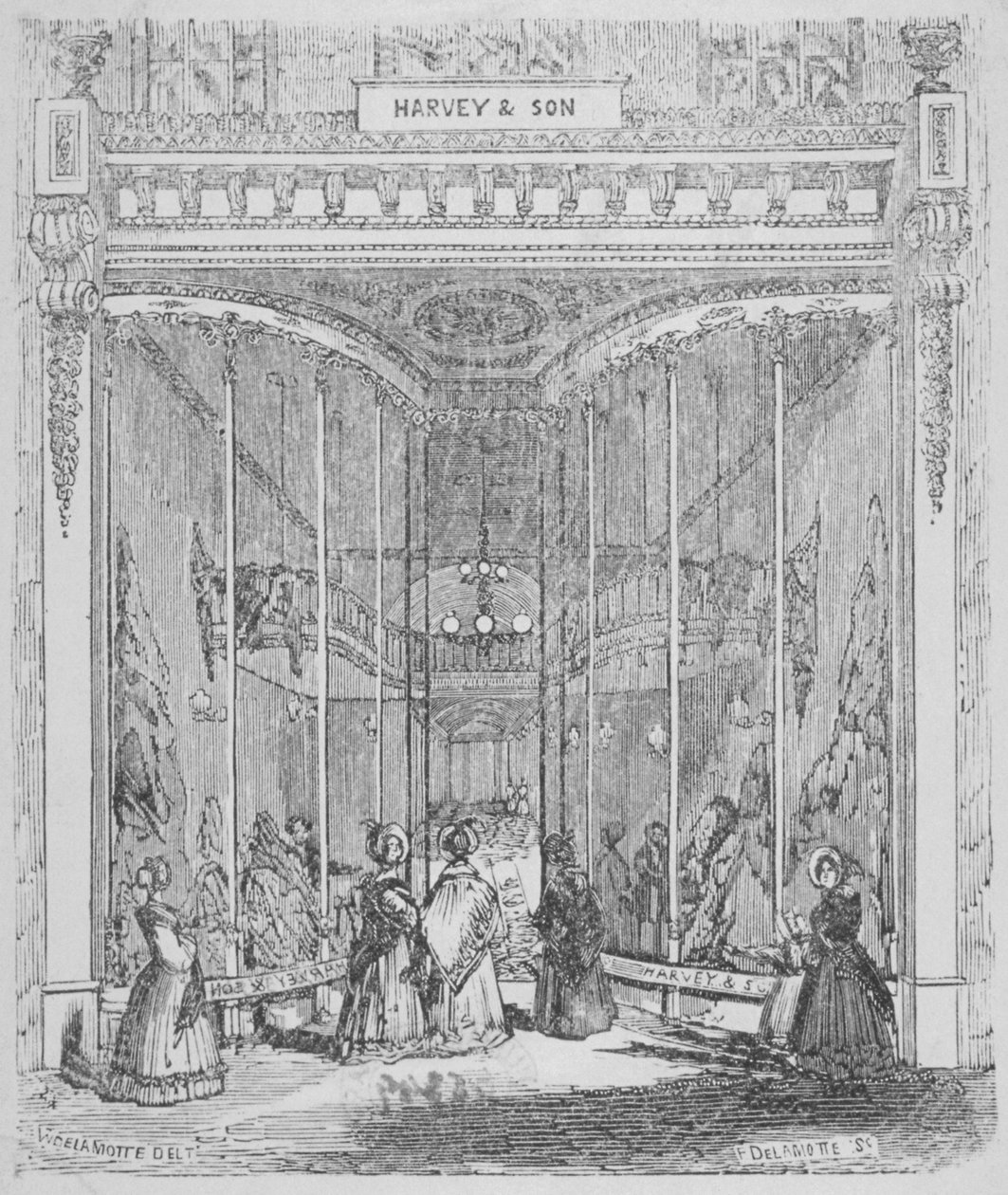 Prostory Harvey and Son na č. 9 Ludgate Hill, Ludgate Hill, City of London, 1845 od William Alfred Delamotte