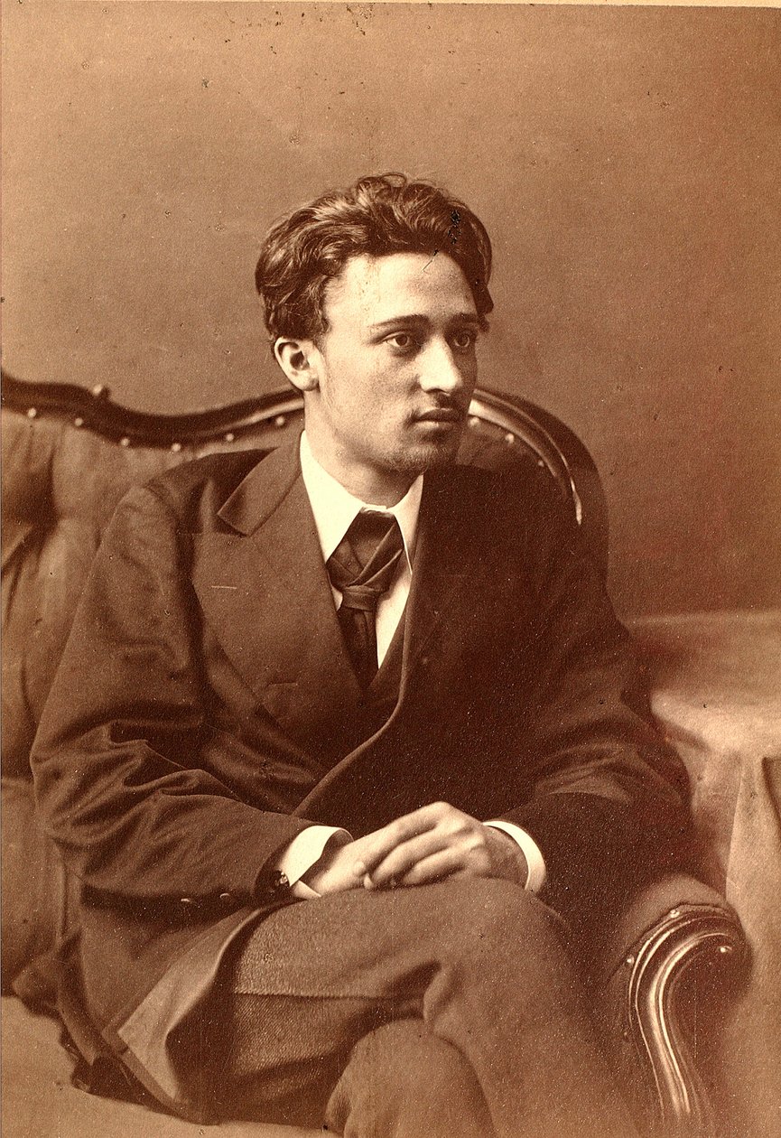 Portrét autora Vsevolod Michajlovič Garshin (sépiová fotografie) od William Andreevich Carrick