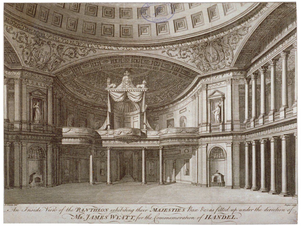 Interiér Pantheonu, Oxford Street, Westminster, Londýn, 1784 od William Angus